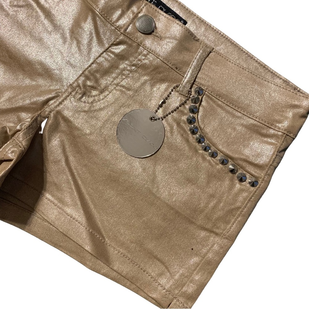 Y2K Silent Disco short shorts golden with metal flare